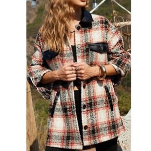 La Miel Saturn Flannel Jacket Red White and Black Size Small